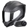 Casque Integral Scorpion Exo 1500 Air Solid Matt Black + Kit Bluetooth Lokui K30