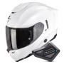 Casque Integral Scorpion Exo 1500 Air Solid Pearl White + Kit Bluetooth BT Mini