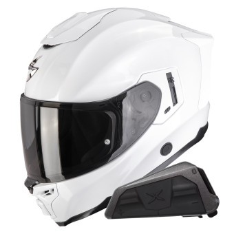 Casque Integral Scorpion Exo 1500 Air Solid Pearl White + Kit bluetooth Exo-Com Link-1 Casque Integral Scorpion Exo 1500 Air Solid Pearl White + Kit bluetooth Exo-Com Link-1