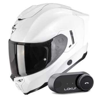 Casque Integral Scorpion Exo 1500 Air Solid Pearl White + Kit Bluetooth Lokui K30 Casque Integral Scorpion Exo 1500 Air Solid Pearl White + Kit Bluetooth Lokui K30