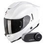 Casque Integral Scorpion Exo 1500 Air Solid Pearl White + Kit Bluetooth Lokui K30