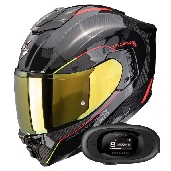 Integral Scorpion Exo 1500 Carbon Air Mundi Black Red Yellow + Kit bluetooth 5R Lite Solo