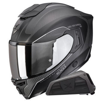 Casque Integral Scorpion Exo 1500 Carbon Air Mundi Matt Black Silver+Kit bluetooth Exo-Com Link-1 Casque Integral Scorpion Exo 1500 Carbon Air Mundi Matt Black Silver+Kit bluetooth Exo-Com Link-1