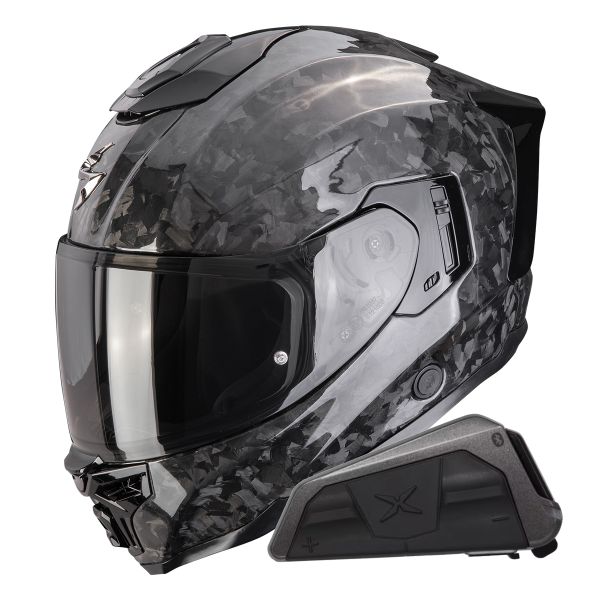 Integral Scorpion Exo 1500 Carbon Air Onyx Solid Black + Kit bluetooth Exo-Com Link-1
