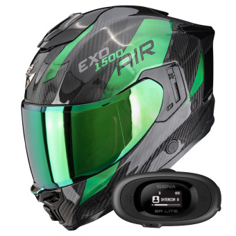 Integral Scorpion Exo 1500 Carbon Air Platted Black Green + Kit bluetooth 5R Lite Solo