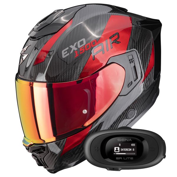 Integral Scorpion Exo 1500 Carbon Air Platted Black Red + Kit bluetooth 5R Lite Solo