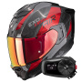 Casque Integral Scorpion Exo 1500 Carbon Air Platted Black Red + Kit Bluetooth 5S Solo