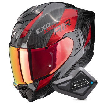 Casque Integral Scorpion Exo 1500 Carbon Air Platted Black Red + Kit Bluetooth BT Mini Casque Integral Scorpion Exo 1500 Carbon Air Platted Black Red + Kit Bluetooth BT Mini