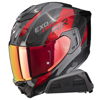 Casque Integral Scorpion Exo 1500 Carbon Air Platted Black Red + Kit bluetooth Exo-Com Link-1 Casque Integral Scorpion Exo 1500 Carbon Air Platted Black Red + Kit bluetooth Exo-Com Link-1