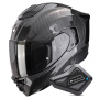 Casque Integral Scorpion Exo 1500 Carbon Air Solid Black + Kit Bluetooth BT Mini