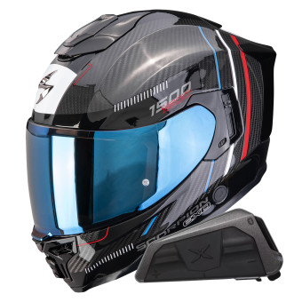 Casque Integral Scorpion Exo 1500 Carbon Air Zity Black Red Blue + Kit bluetooth Exo-Com Link-1 Casque Integral Scorpion Exo 1500 Carbon Air Zity Black Red Blue + Kit bluetooth Exo-Com Link-1