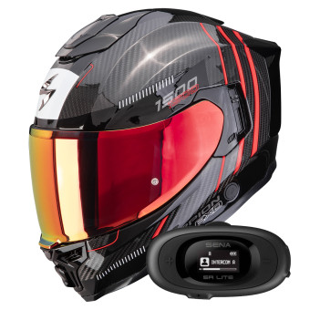 Casque Integral Scorpion Exo 1500 Carbon Air Zity Black Red + Kit bluetooth 5R Lite Solo