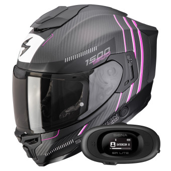 Casque Integral Scorpion Exo 1500 Carbon Air Zity Matt Black Pink + Kit bluetooth 5R Lite Solo Casque Integral Scorpion Exo 1500 Carbon Air Zity Matt Black Pink + Kit bluetooth 5R Lite Solo