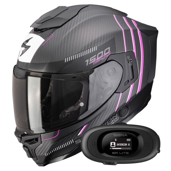 Integral Scorpion Exo 1500 Carbon Air Zity Matt Black Pink + Kit bluetooth 5R Lite Solo
