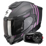 Casque Integral Scorpion Exo 1500 Carbon Air Zity Matt Black Pink + Kit Bluetooth 5S Solo
