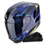 Casque Integral Scorpion Exo 391 Aaxo Black Blue + Kit bluetooth Exo-Com Link-1C