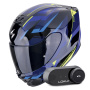 Casque Integral Scorpion Exo 391 Aaxo Black Blue + Kit Bluetooth Lokui K30