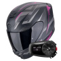 Casque Integral Scorpion Exo 391 Aaxo Matt Black Pink + Kit Bluetooth 5S