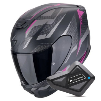 Casque Integral Scorpion Exo 391 Aaxo Matt Black Pink + Kit bluetooth BT Mini Casque Integral Scorpion Exo 391 Aaxo Matt Black Pink + Kit bluetooth BT Mini