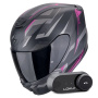 Casque Integral Scorpion Exo 391 Aaxo Matt Black Pink + Kit Bluetooth Lokui K30