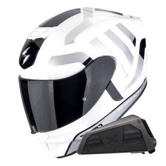Integral Scorpion Exo 391 Arok White Black Silver + Kit bluetooth Exo-Com Link-1C