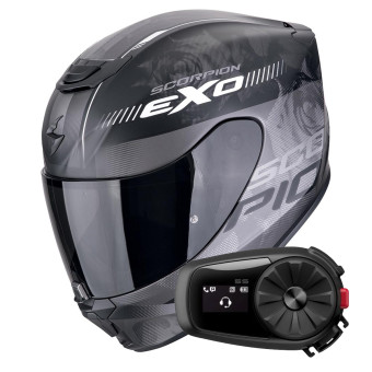 Integral Scorpion Exo 391 Ava Matt Black Silver + Bluetooth-Kit 5S