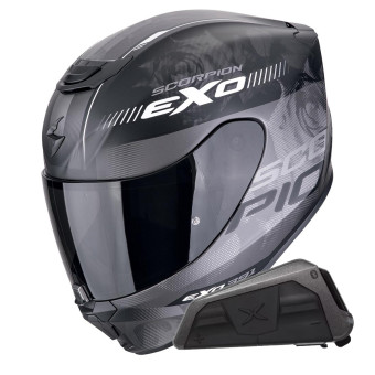 Integral Scorpion Exo 391 Ava Matt Black Silver + Kit bluetooth Exo-Com Link-1