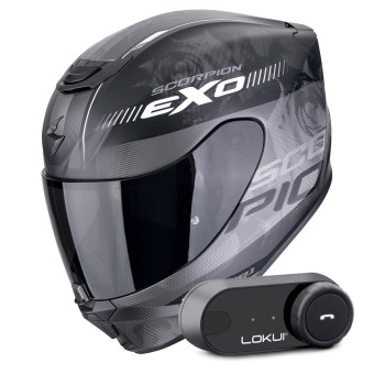 Integral Scorpion Exo 391 Ava Matt Black Silver + Bluetooth-Kit Lokui K30