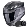 Casque Integral Scorpion Exo 391 Ava Matt Black Silver + Bluetooth-Kit Lokui K30