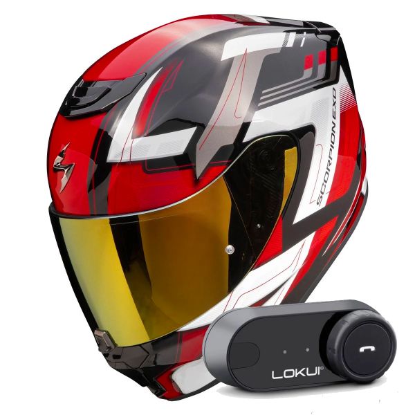 Integral Scorpion Exo 391 Captor Black Red + Kit Bluetooth Lokui K30