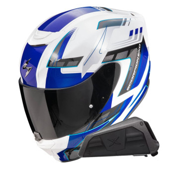Integral Scorpion Exo 391 Captor White Blue + Kit bluetooth Exo-Com Link-1C