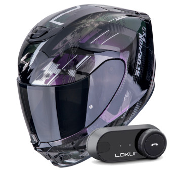 Integral Scorpion Exo 391 Clutter Black Chameleon + Kit Bluetooth Lokui K30