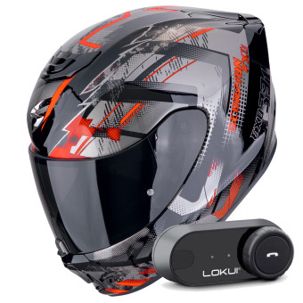 Integral Scorpion Exo 391 Clutter Black Red + Kit Bluetooth Lokui K30