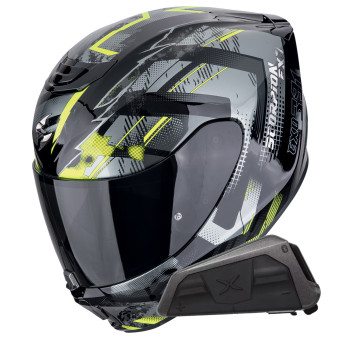 Integral Scorpion Exo 391 Clutter Black Yellow Fluo + Kit bluetooth Exo-Com Link-1
