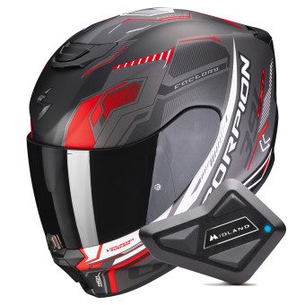Integral Scorpion Exo 391 Haut Matt Black Silver Red + Kit bluetooth BT Mini