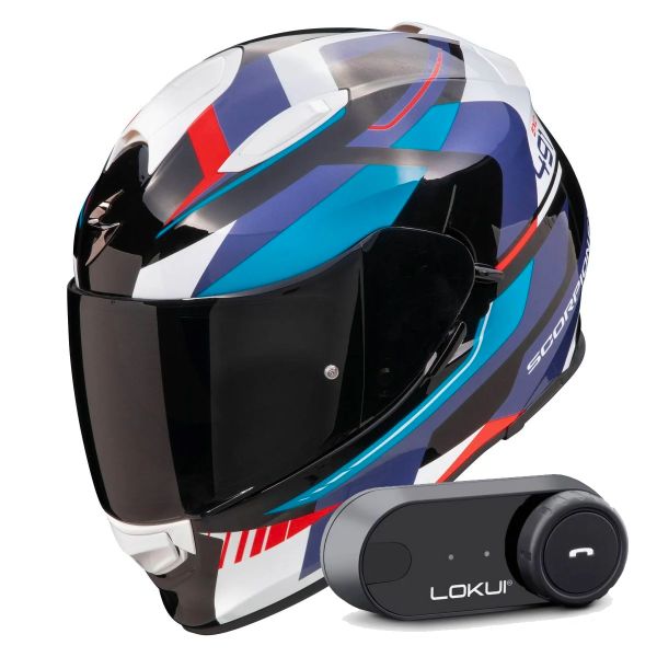 Integral Scorpion Exo 491 Abilis Black Blue Red + Kit Bluetooth Lokui K30