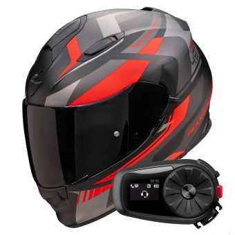 Integral Scorpion Exo 491 Abilis Black Mat Silver Red + Kit Bluetooth 5S Solo