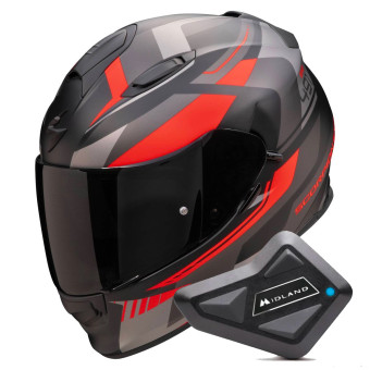 Integral Scorpion Exo 491 Abilis Black Mat Silver Red + Kit Bluetooth BT Mini