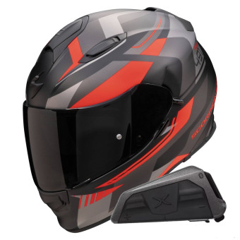 Integral Scorpion Exo 491 Abilis Black Mat Silver Red + Bluetooth-Kit Exo-Com Link-1