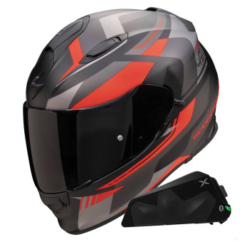 Integral Scorpion Exo 491 Abilis Black Mat Silver Red + Bluetooth-Kit Exo-Com Link-1C