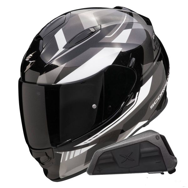Integral Scorpion Exo 491 Abilis Black Silver White + Bluetooth-Kit Exo-Com Link-1