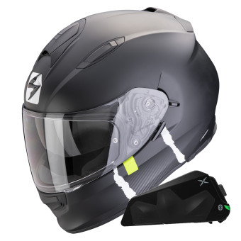 Integral Scorpion Exo 491 Code Matt Black Silver + Exo-Com Link-1C Bluetooth-Kit