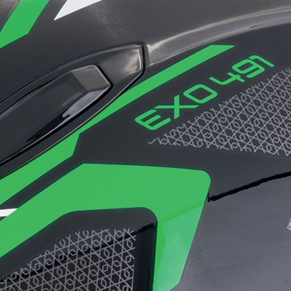 Scorpion Exo 491 Kripta Black Green White + Bluetooth-Kit Exo-Com Link-1C