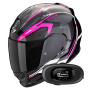 Casque Integral Scorpion Exo 491 Kripta Black Pink White + Kit bluetooth 5R Lite Solo