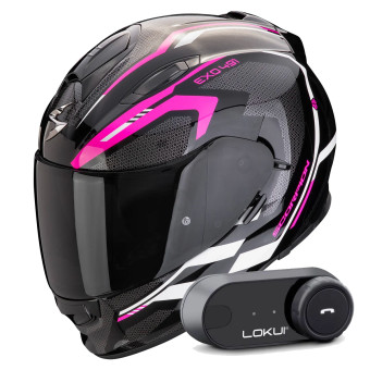 Integral Scorpion Exo 491 Kripta Black Pink White + Kit Bluetooth Lokui K30