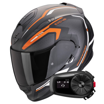 Integral Scorpion Exo 491 Kripta Matt Black Orange White + Kit Bluetooth 5S Solo