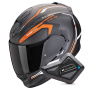 Casque Integral Scorpion Exo 491 Kripta Matt Black Orange White + Kit Bluetooth BT Mini