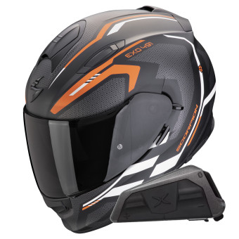 Integral Scorpion Exo 491 Kripta Matt Black Orange White + Bluetooth-Kit Exo-Com Link-1