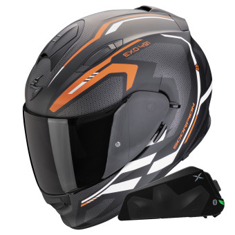 Integral Scorpion Exo 491 Kripta Matt Black Orange White + Bluetooth-Kit Exo-Com Link-1C