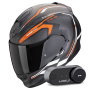 Casque Integral Scorpion Exo 491 Kripta Matt Black Orange White + Kit Bluetooth Lokui K30